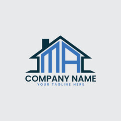 Modern Real Estate Logo with House Roof Icon and Custom Letter Monograms