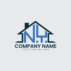 Modern Real Estate Logo with House Roof Icon and Custom Letter Monograms