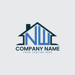 Modern Real Estate Logo with House Roof Icon and Custom Letter Monograms