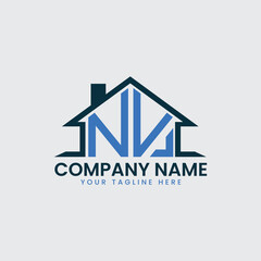 Modern Real Estate Logo with House Roof Icon and Custom Letter Monograms