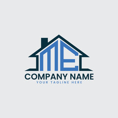 Modern Real Estate Logo with House Roof Icon and Custom Letter Monograms