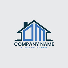 Modern Real Estate Logo with House Roof Icon and Custom Letter Monograms