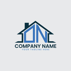 Modern Real Estate Logo with House Roof Icon and Custom Letter Monograms