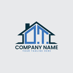 Fototapeta premium Modern Real Estate Logo with House Roof Icon and Custom Letter Monograms
