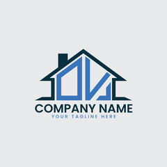 Modern Real Estate Logo with House Roof Icon and Custom Letter Monograms