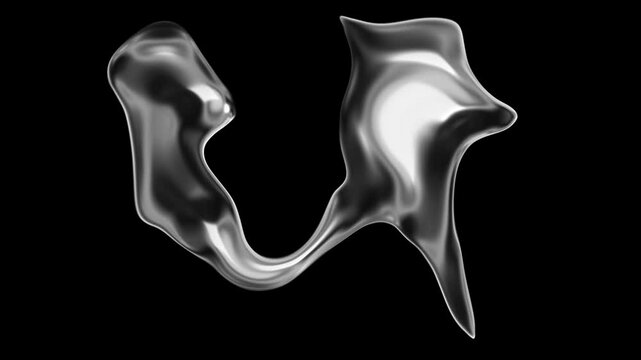 Liquid metal on black background. Abstract silver drops on isolated background. Mercury flows, changes shape and connects. Macro image of shiny tech nano liquid. 4k 60fps VJ looped backdrop