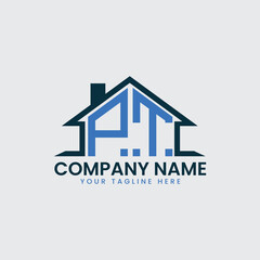Modern Real Estate Logo with House Roof Icon and Custom Letter Monograms