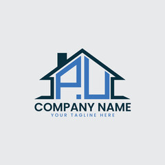 Modern Real Estate Logo with House Roof Icon and Custom Letter Monograms