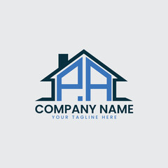 Modern Real Estate Logo with House Roof Icon and Custom Letter Monograms