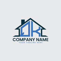 Modern Real Estate Logo with House Roof Icon and Custom Letter Monograms