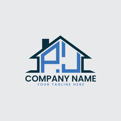 Modern Real Estate Logo with House Roof Icon and Custom Letter Monograms