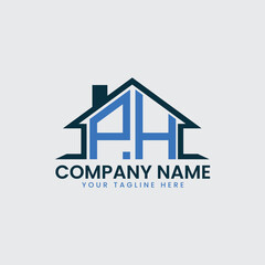 Modern Real Estate Logo with House Roof Icon and Custom Letter Monograms