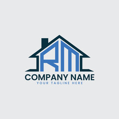 Modern Real Estate Logo with House Roof Icon and Custom Letter Monograms