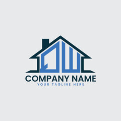 Modern Real Estate Logo with House Roof Icon and Custom Letter Monograms