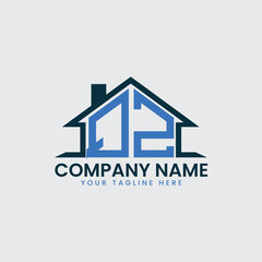 Modern Real Estate Logo with House Roof Icon and Custom Letter Monograms