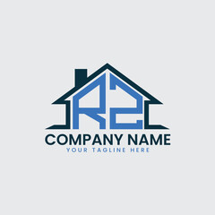 Fototapeta premium Modern Real Estate Logo with House Roof Icon and Custom Letter Monograms