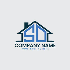 Modern Real Estate Logo with House Roof Icon and Custom Letter Monograms