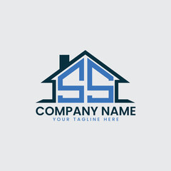Modern Real Estate Logo with House Roof Icon and Custom Letter Monograms