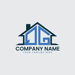 Modern Real Estate Logo with House Roof Icon and Custom Letter Monograms