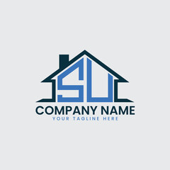 Modern Real Estate Logo with House Roof Icon and Custom Letter Monograms