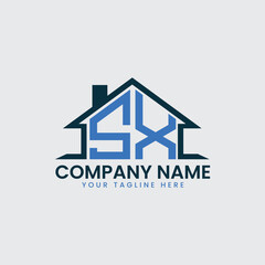 Modern Real Estate Logo with House Roof Icon and Custom Letter Monograms