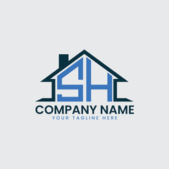 Modern Real Estate Logo with House Roof Icon and Custom Letter Monograms
