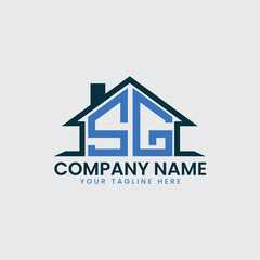 Modern Real Estate Logo with House Roof Icon and Custom Letter Monograms