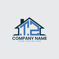 Modern Real Estate Logo with House Roof Icon and Custom Letter Monograms