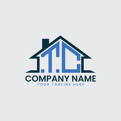 Modern Real Estate Logo with House Roof Icon and Custom Letter Monograms