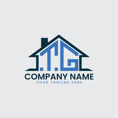 Modern Real Estate Logo with House Roof Icon and Custom Letter Monograms