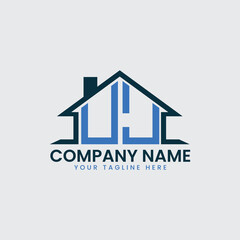 Modern Real Estate Logo with House Roof Icon and Custom Letter Monograms