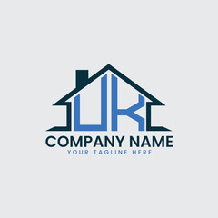 Fototapeta premium Modern Real Estate Logo with House Roof Icon and Custom Letter Monograms