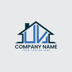 Modern Real Estate Logo with House Roof Icon and Custom Letter Monograms