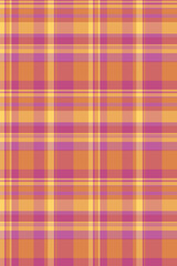 Vibrant pastel plaid pattern in orange and purple hues.  Perfect for textile design, website backgrounds, or crafting projects. This cheerful and optimistic image evokes feelings of warmth and joy.