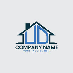 Modern Real Estate Logo with House Roof Icon and Custom Letter Monograms