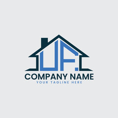 Modern Real Estate Logo with House Roof Icon and Custom Letter Monograms