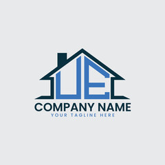 Modern Real Estate Logo with House Roof Icon and Custom Letter Monograms