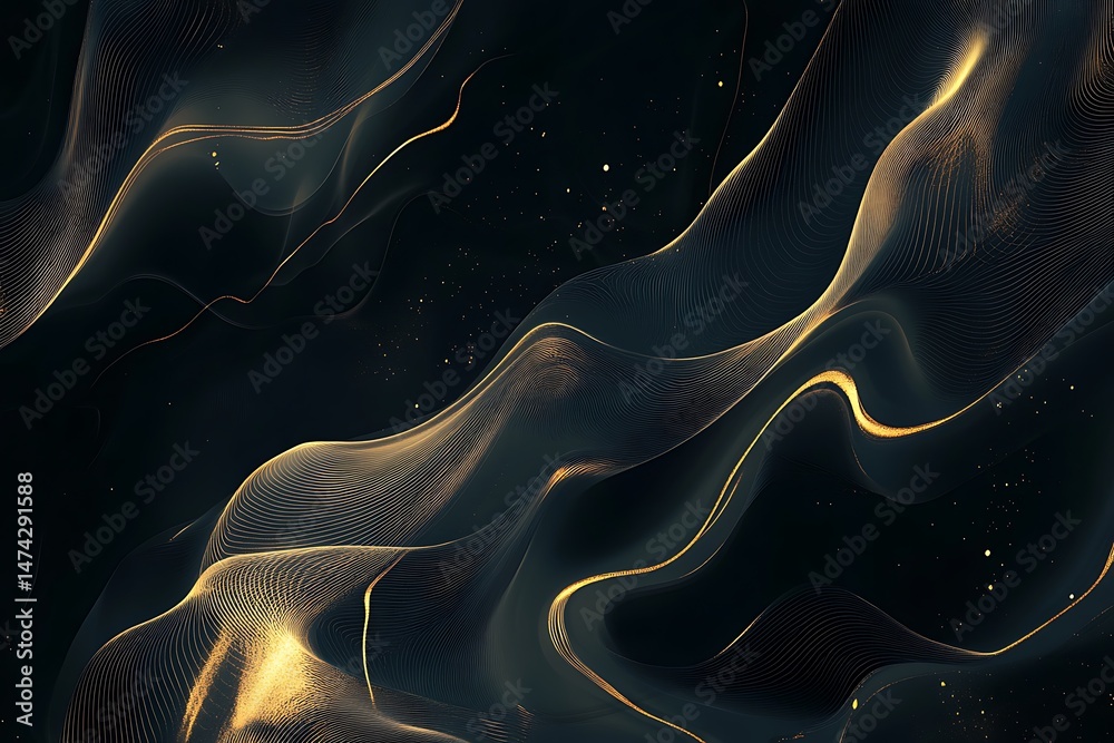 Poster elegant abstract background with flowing golden lines and smooth gradient tones