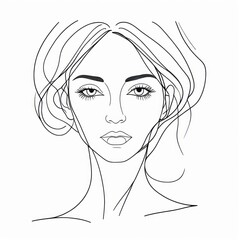 Fototapeta premium Elegant continuous one line drawing of a woman's face in minimalist style
