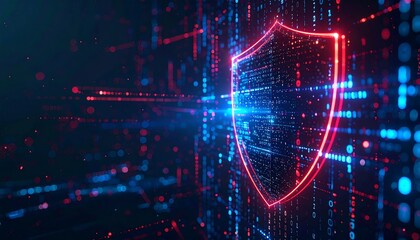 Fototapeta premium Digital security shield visualizing data protection cyber environment infographic future technology