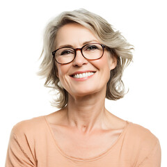 Obraz premium A portrait of a cheerful senior woman wearing glasses 