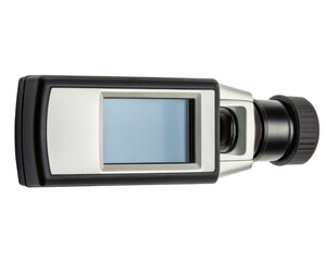 Handheld digital measuring device with LCD screen on a transparent background