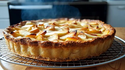 A freshly baked apple pie on a cooling rack - Powered by Adobe