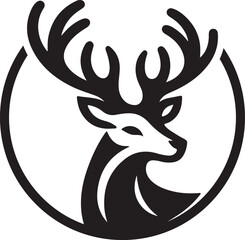 Deer Head Silhouette in a Circle