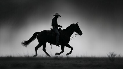 Black silhouette of a horse and rider galloping, an isolated vector illustration perfect for equestrian sport art
