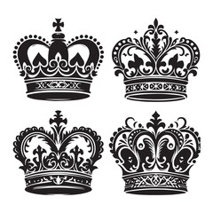 Classic Crown Silhouettes for Royal Design
