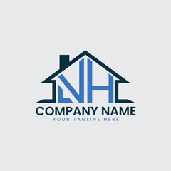Fototapeta premium Modern Real Estate Logo with House Roof Icon and Custom Letter Monograms