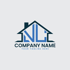 Modern Real Estate Logo with House Roof Icon and Custom Letter Monograms