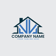 Modern Real Estate Logo with House Roof Icon and Custom Letter Monograms