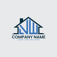 Modern Real Estate Logo with House Roof Icon and Custom Letter Monograms